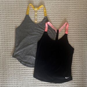 Nike Women's Tank Tops - Black with Pink and Gray with Yellow
